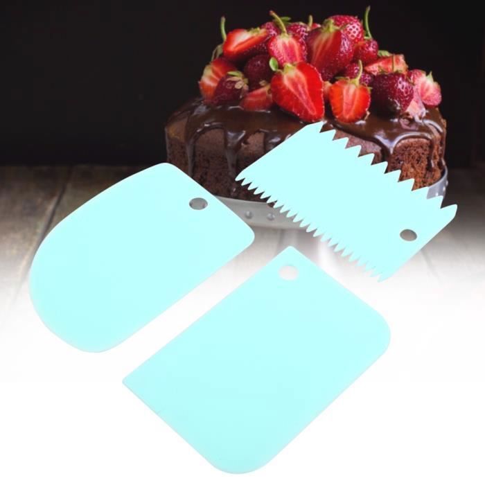 Sonew coupe-pâtisserie Grattoir à Crème En Plastique Grattoir à Pâte Spatules à Crème Pour Dessert culinaires cuisine Bleu