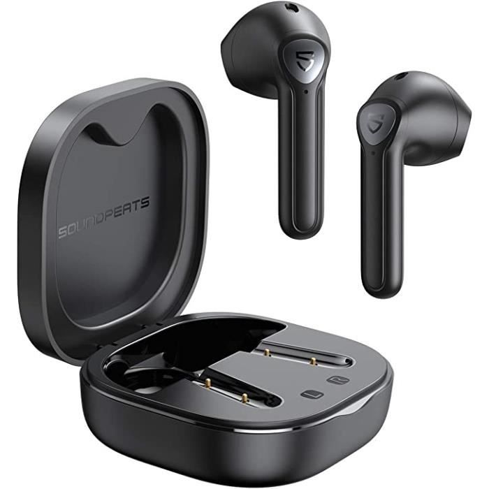 Écouteurs Bluetooth sans Fil, SoundPEATS TrueAir2 Écouteurs Bluetooth 5.2 Qualcomm3040 avec 4 Micros - Noir