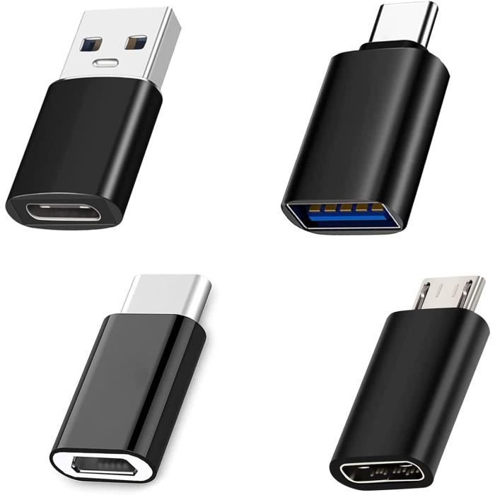 Lot de 4 Adaptateurs USB C,Adaptateur USB C vers USB 3.0 OTG,Adaptateur USB C vers Micro USB Connecteur Type C[S306]