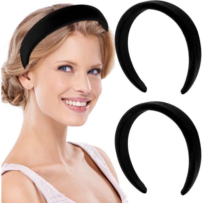 Lot de 2 Bandeaux Élastiques Noués en Tissu Larges Bandes Antidérapantes Épais Rembourrés pour Cheveux Style Rétro pour[S368]