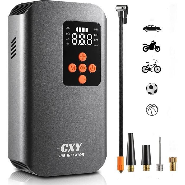 Cxy Compresseur à Air Portatif, 7500mAh Mini Gonfleur Pneus Voiture avec Jauge de Pression, écran Digital et Lères LED, Gonfleur6