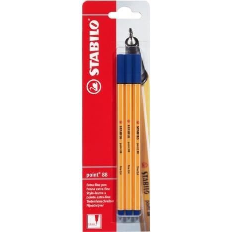 STABILO point 8 - lot de 3 stylos-feutres - bleu