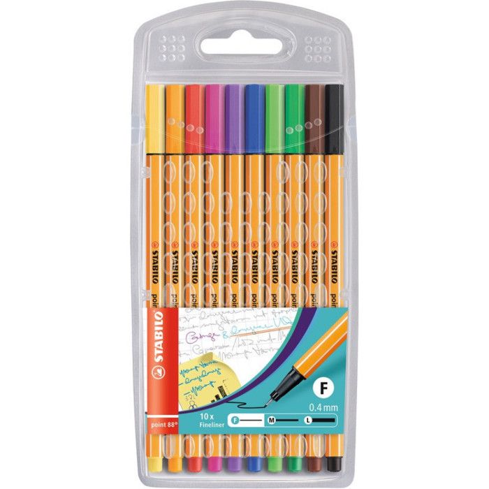 STABILO Pochette de 10 Stylos Feutre Point 88 - Couleurs Assorties