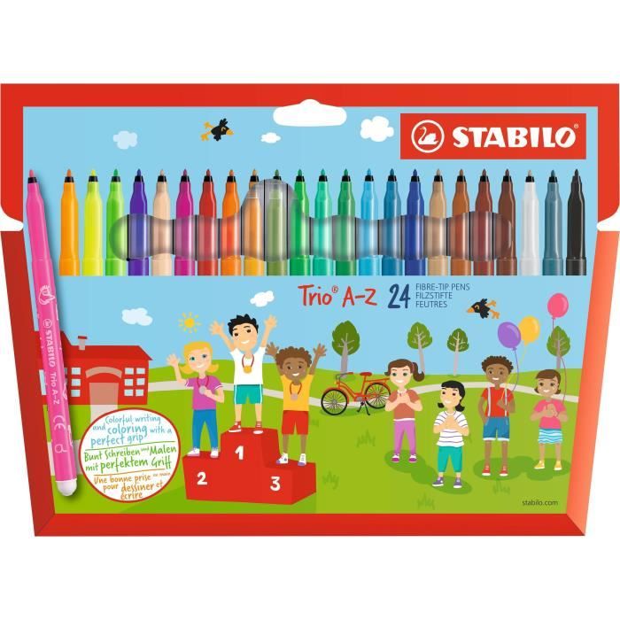 Feutres de coloriage Trio A-Z - STABILO - 24 pièces - Pointe moyenne - Multicolore