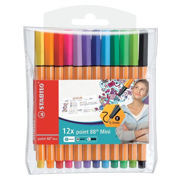 STABILO point 88 Mini - lot de 12 stylos-feutres