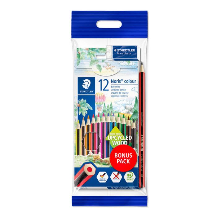 12 crayons couleur - Noris Couleur + 1 gomme + 1 crayon gris offert - Staedtler
