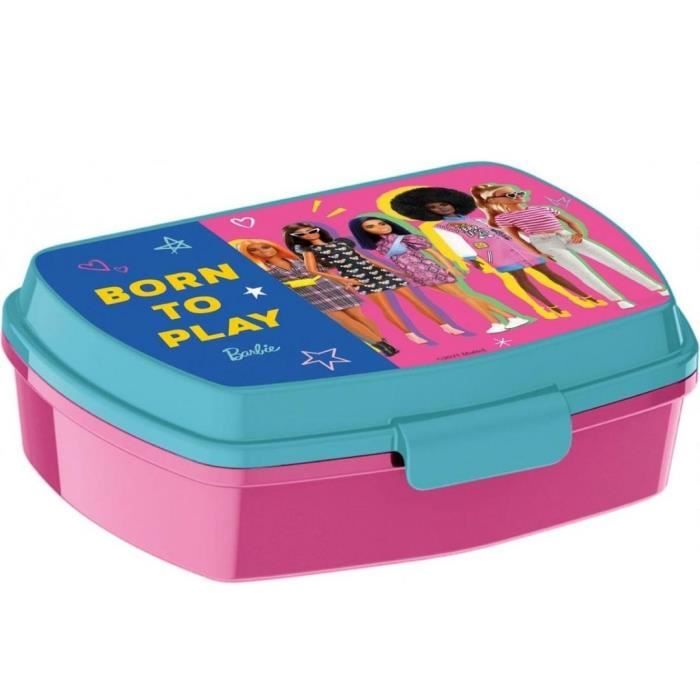 Boite à goûter - Barbie - Mélamine - 17x13x6 cm - Rose - Enfant