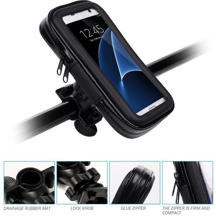 Support Moto Vélo Universel Réglable Support Etanche Téléphone Support de Téléphone Rotation à 360°