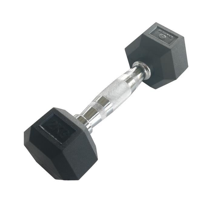 Haltère hexagonale 2 kg x1 - SVELTUS - Musculation - Haltérophilie - Mixte - Gris - Argent