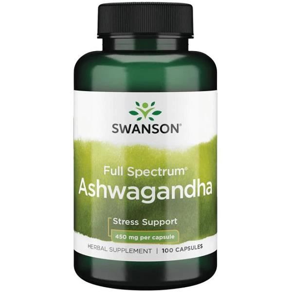 Swanson  Ashwagandha à spectre complet, 450 mg, 100 gélules Tranquillité
