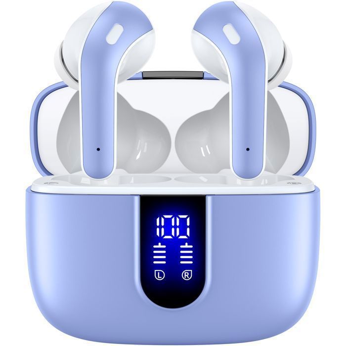 Écouteur Sans Fil VEATOOL Oreillette Bluetooth 5.1 Casque Étanche IPX7 Sportif Stéréo 40H d'Autonomie Micro Intégré Bleu