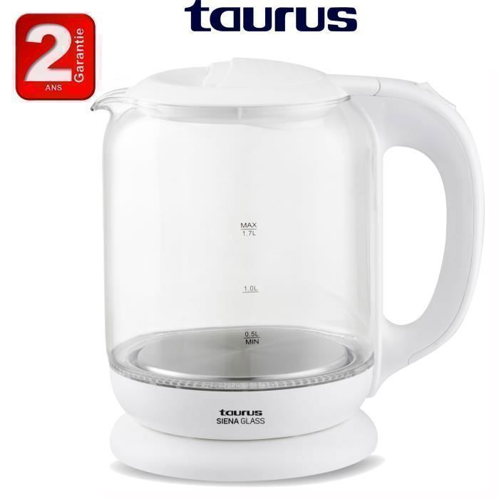 Bouilloire en verre cristal Siena Glass  1.7L– 2 ans de garantie