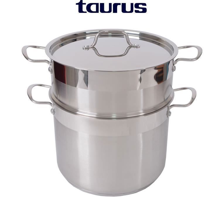 Couscoussier - TAURUS - 6 L - Acier inoxydable - Compatible tous feux - Couvercle en inox
