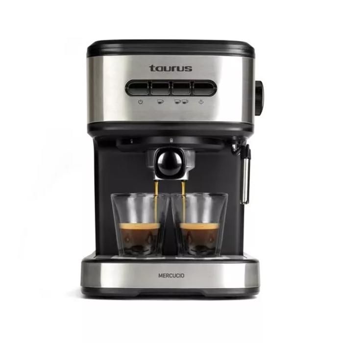 Taurus - Cafetière à Espresso Mercucio – 1100W – Pression 20 Bar – Réservoir 1.5L – Mousseur à Lait Inox