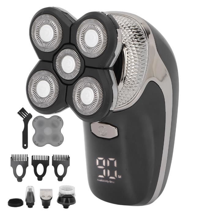 Tbest Rasoir à tête chauve 5 en 1 rasoir électrique multifonctionnel étanche tête chauve rasoir nez tondeuse à cheveux kit de