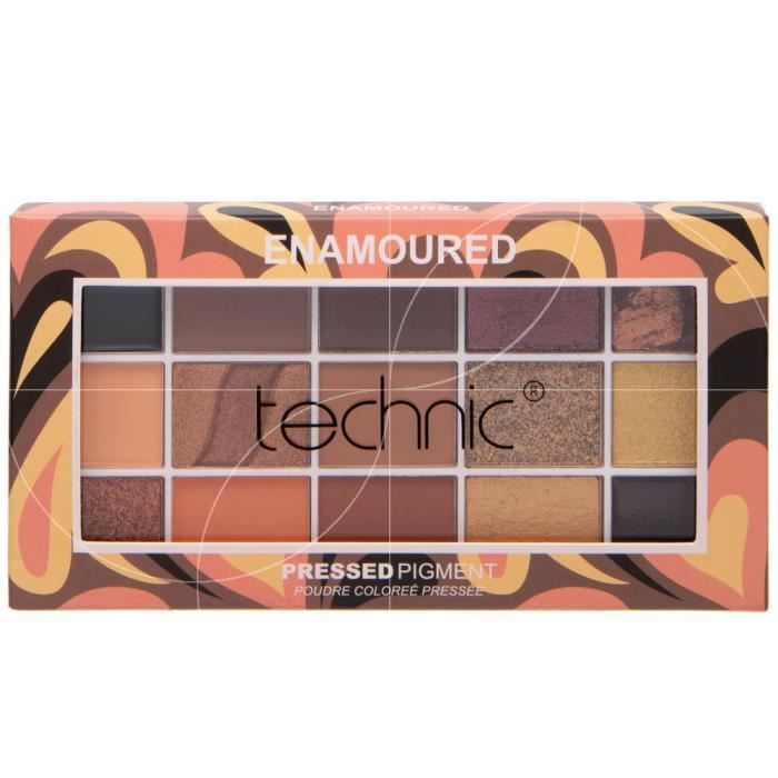 Palette de fards à paupières - Technic - Enamoured - 15 couleurs - Vegan - 27g