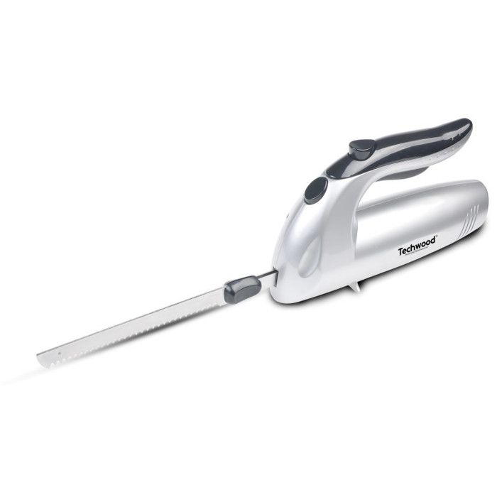 Couteau électrique - TECHWOOD - 150W - Lame INOX de 24,5cm - Découpe fruits, légumes, viandes, pain et surgelés
