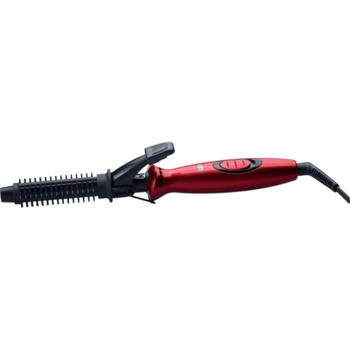 TECHWOOD Fer à Boucler et Brosse Chauffante rouge