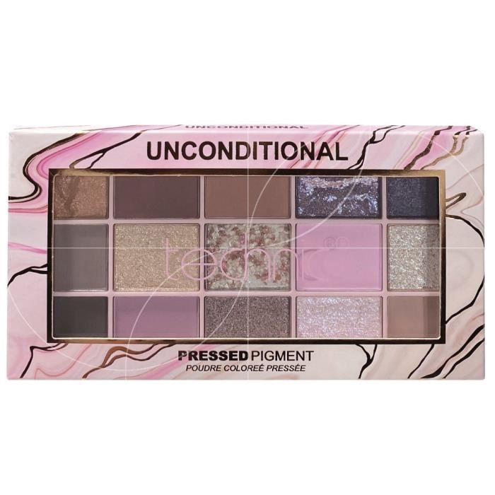 Fard à paupières - TECHNIC - Palette 15 Fards Unconditional - Rose - Violet - Non waterproof