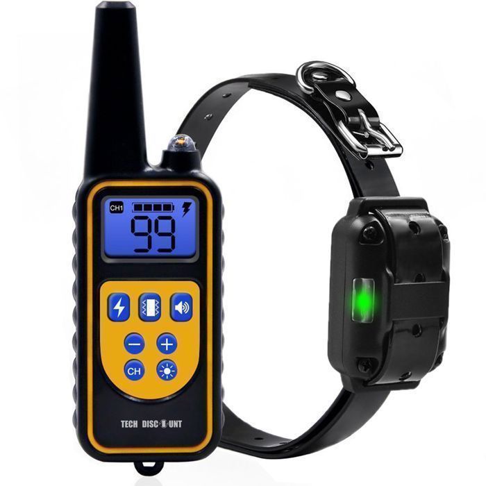 TD® BAGUETTE DE DRESSAGE-COLLIER DE DRESSAGE Collier d'entraînement électrique étanche rechargeable pour chien de 800 m avec écran L