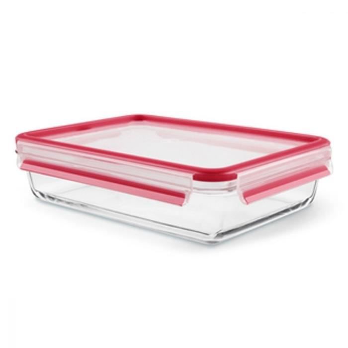 TEFAL Boîte alimentaire Masterseal Fresh Glass rectangle - 2 L - Rouge