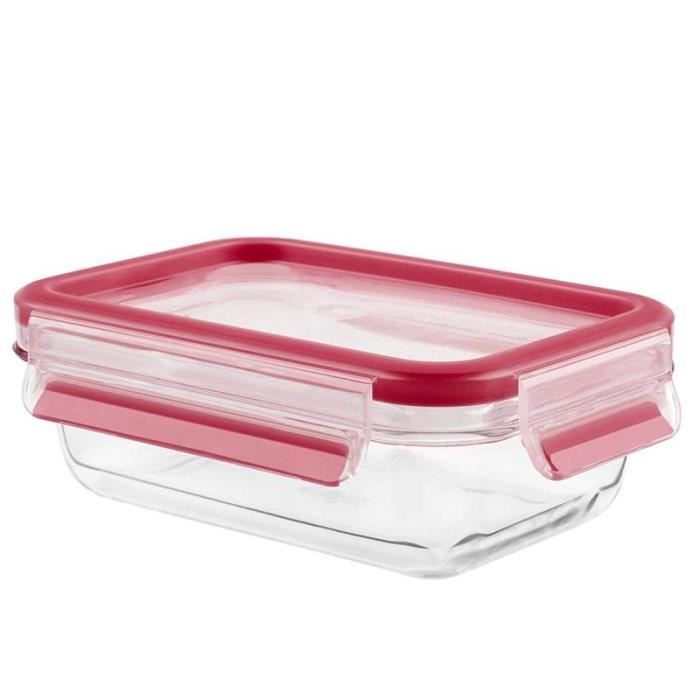 TEFAL Boîte alimentaire Masterseal Fresh Glass rectangle - 0,5 L - Rouge