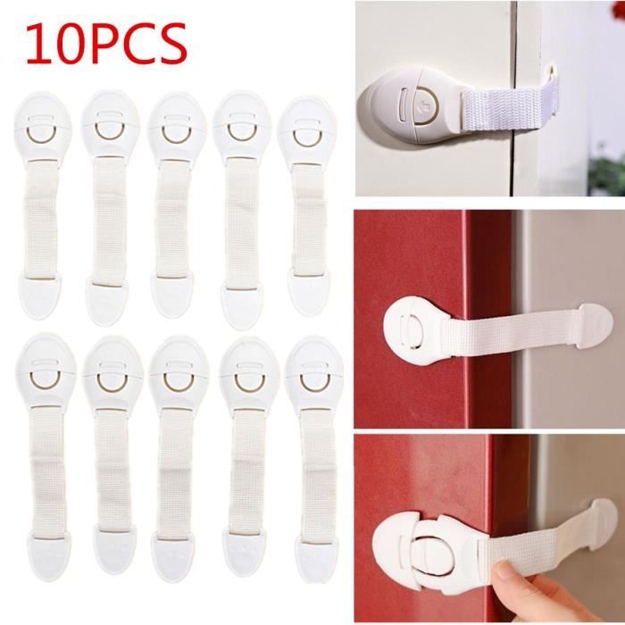 Serrure de sécurité pour bébé - TEMPSA - Lot de 10 - Blanc - Pratique et durable