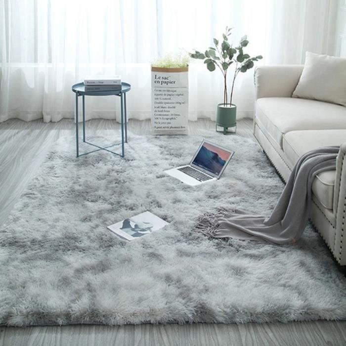 Tapis de Salon Chambre 160x230cm - Shaggy Yoga Moquette - Anti-dérapage - Décoration de Maison - Gris Clair