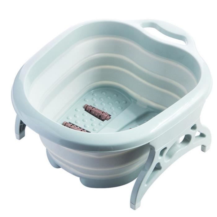 TEMPSA Thalasso Pieds Pliable Bain de Pied Massant en Plastique avec 4 Rouleaux de Massage VERT