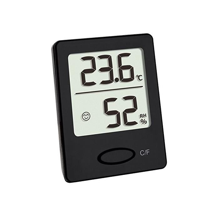 TFA Thermo-hygromètre numérique thermomètre intérieur 30.5041.01, noir