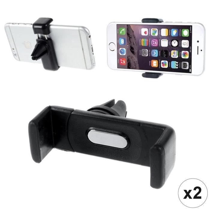 Tikawi x2 Supports voiture Grille de Ventalisation Universel (Iphone / Samsung / Huawei / Xiaomi, etc) Socle de fixation Noir