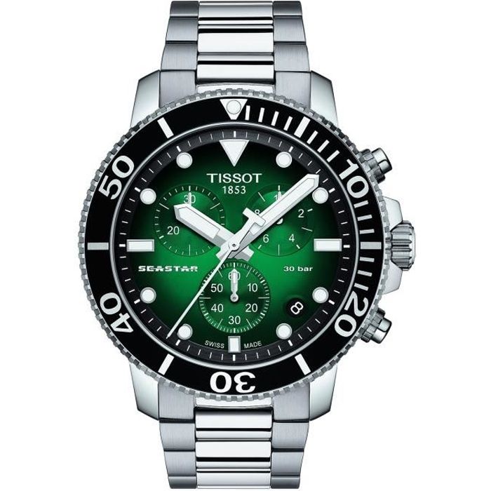 Montre - TISSOT - Seastar 1000 - Acier inoxydable - Cadran vert - Étanche 30 Atm