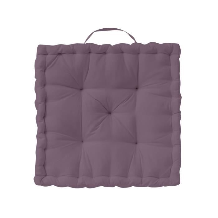 TODAY Coussin de sol Coton - 50 x 50 x 12 cm - Violet figue