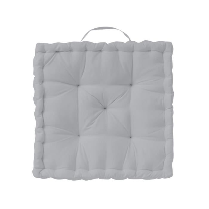 TODAY Coussin de sol Coton - 50 x 50 x 12 cm - Gris zinc