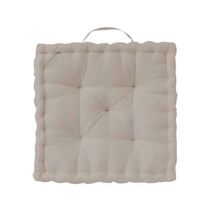 TODAY Coussin de sol Coton - 50 x 50 x 12 cm - Beige mastic