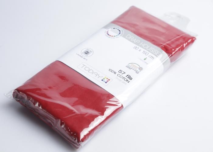 Drap housse - TODAY - 100% coton - Pomme d'amour - 90x190cm - 57 fils