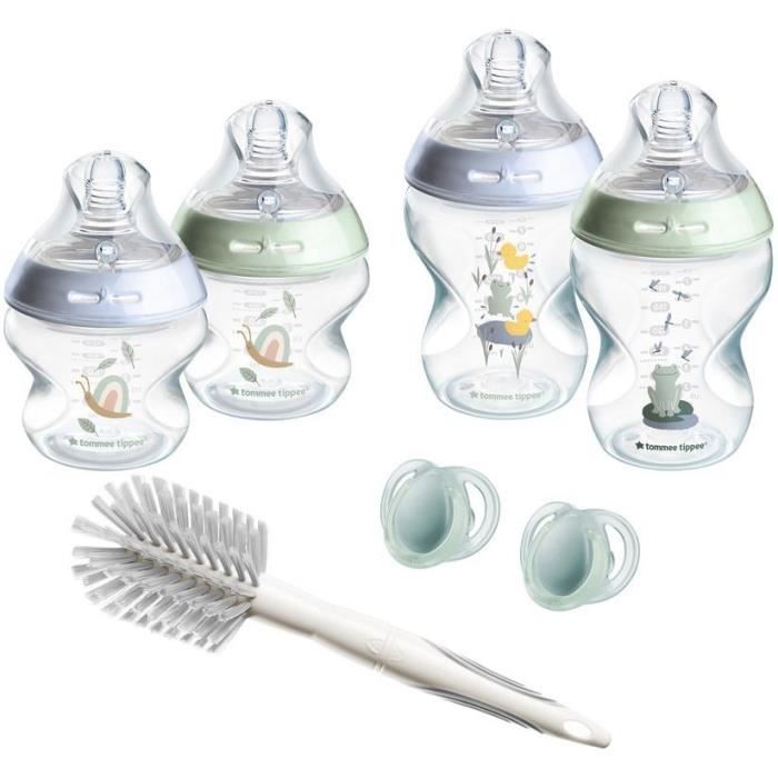Tommee Tippee Biberon Kit Naissance Nouveau-Né Closer to Nature, Tétine Imitant le Sein Maternel,  Valve Anti-Colique, Bleu
