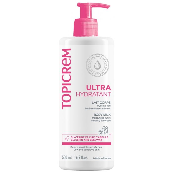 Lait hydratant - Topicrem - Les Essentiels - 500ml - 24h d'hydratation - Peaux sèches et déshydratées