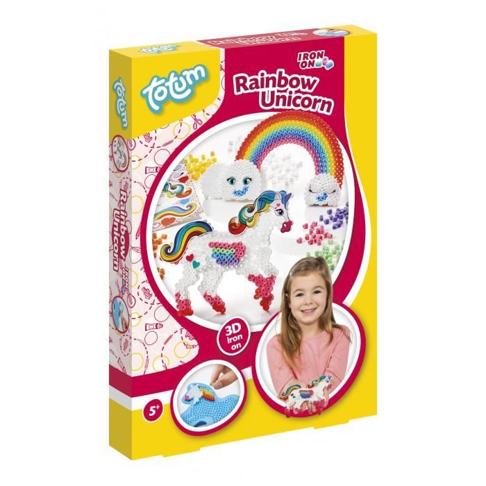 Jeu de perles à repasser licorne 3D multicolore - TOTUM - 3 pièces