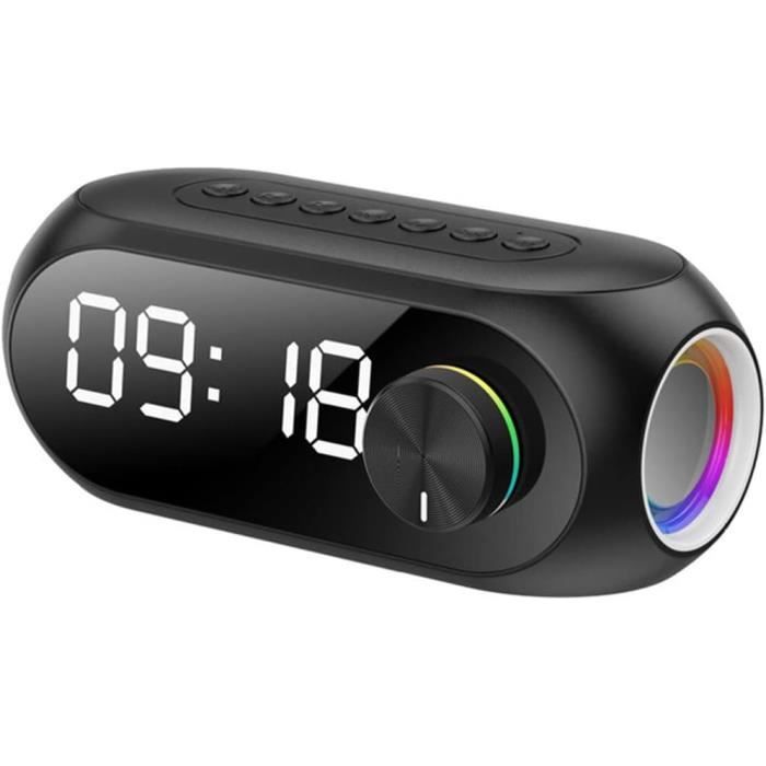Haut-Parleur Led Sans Fil Son Surround Stéréo Réveil Radio Compatible Bluetooth Lecteur De Musique Rechargeable Pour, Noir[P1394]