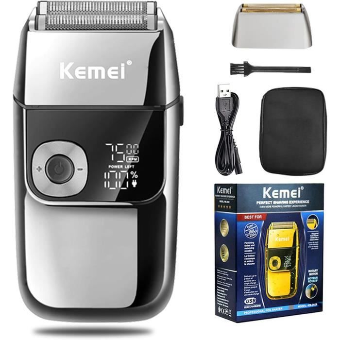 Rasoir Électrique Pour Homme, Sans Fil, Rechargeable, Lavable, Usb, Affichage Led, Feuille De Lithium, Avec Étui De Voyage[H46]