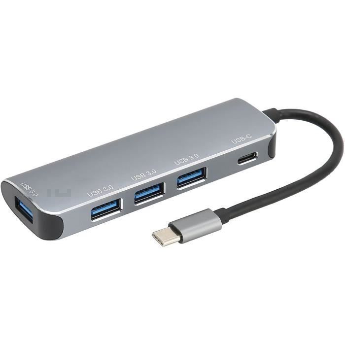 Hub Usb C, 4 Ports 5Gbps Usb 3.0 Et Port De Type C Avec Charge Pd 60W Adaptateur Universel Usb C 5 En 1 Pour Tablette-Télépho[H1616]