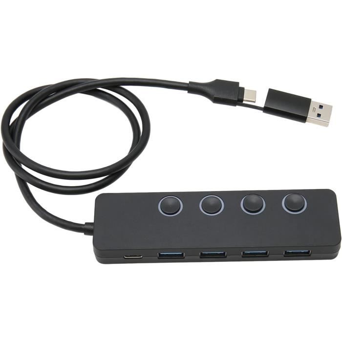 Hub Usb C 4 En 1, 4 Ports Usb 3.0, Hub Usb C Avec Commutateurs Individuels, Adaptateur Multiport Usb C Vers Usb A Pour Ordina[H2650]