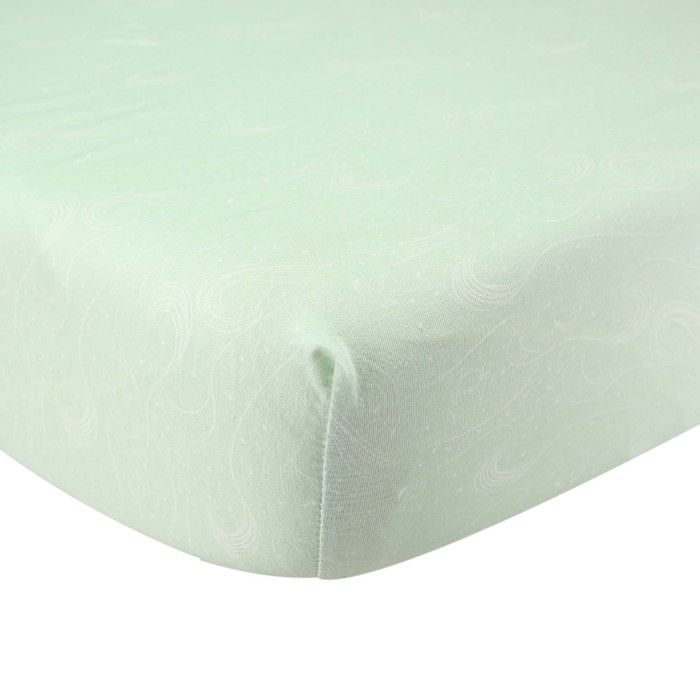 Drap housse bébé - Vert d'eau à motifs océan - 70x140