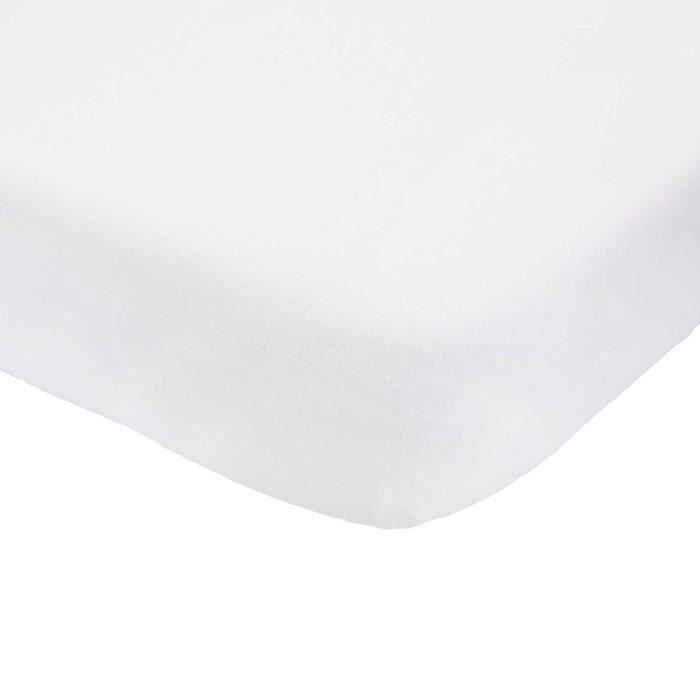 Drap housse bébé - OEKO-TEX - Blanc - 60x120 cm - 100% Coton - Lavable