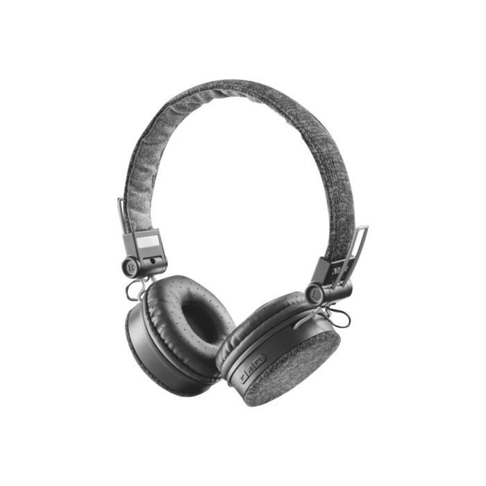 TRUST Casque sans fil Bluetooth - Portée 10 mètres - Gris