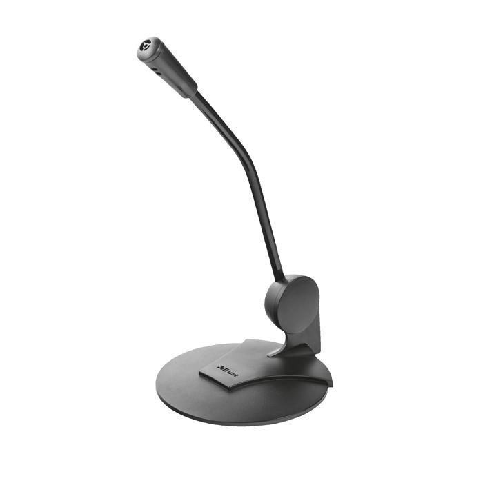 Trust Primo Microphone de Bureau, Jack 3,5 mm, Micro avec Angle Réglable, Câble 1.8m, Adaptateur, Pour PC, Ordinateur Portable