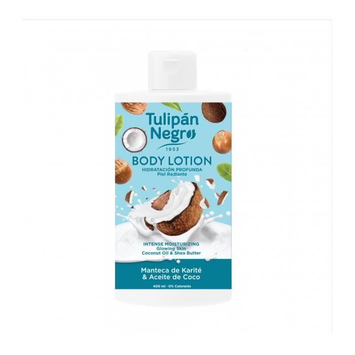 Lotion pour le Corps - Tulipan Negro - Coco et Karité - 400 ml - Hydratation Intense - Parfum Exotique