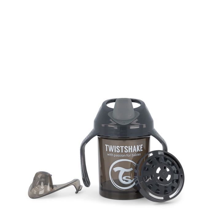 Twistshake Mini gobelet anti-éclaboussures - Bébé -Bec souple-Mixeur de fruits-230 ml-Tasse de sevrage anti-fuite-Sans BPA-4m+-Noir