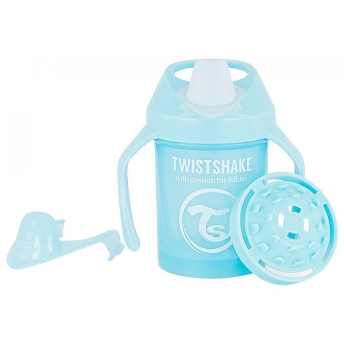 Twistshake Mini gobelet anti-éclaboussures - Bébé -Bec souple-Mixeur de fruits-230 ml-Tasse de sevrage anti-fuite-Sans BPA-4m+-Bleu